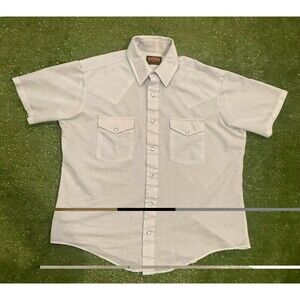 STYLES Western Shirt Men’s L Blue White Striped Short Sleeve Button-Up Pockets